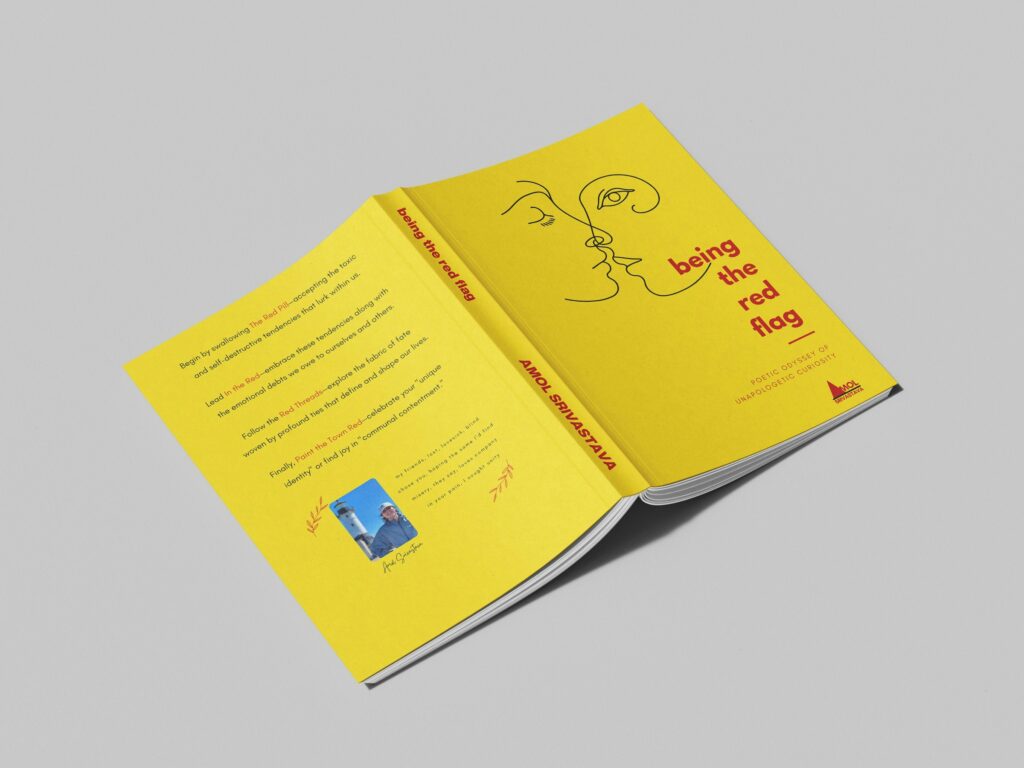 A yellow book with the spine facing up